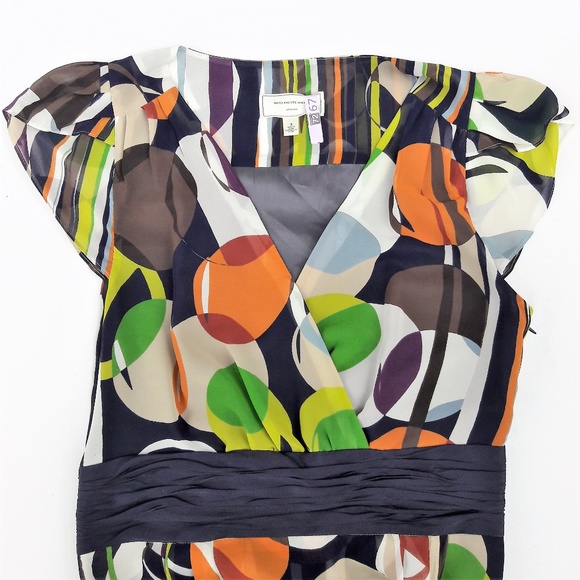 Anthro Moulinette Soeurs Midi Dress Surplice Ruched Waist Lined 2 - Picture 2 of 8